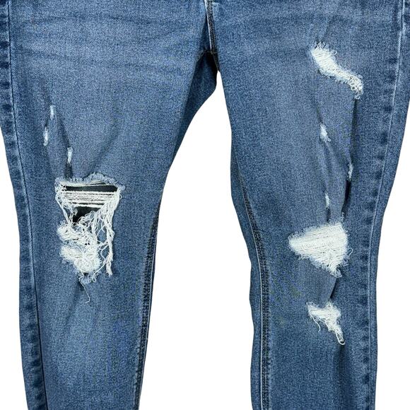 Old Navy SZ 12 SHORT Rockstar Super Skinny Jeans Crop Mid-Rise Distress Stretch - Picture 3 of 10